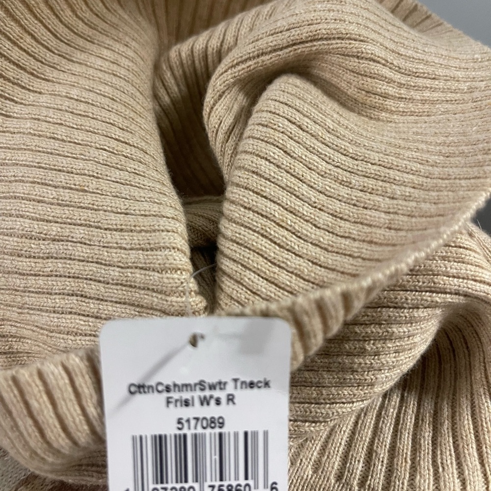 L.L. Bean Cream and Brown Fair Isle turtleneck Sweater NWT Cotton/Cashmere - Picture 2 of 4